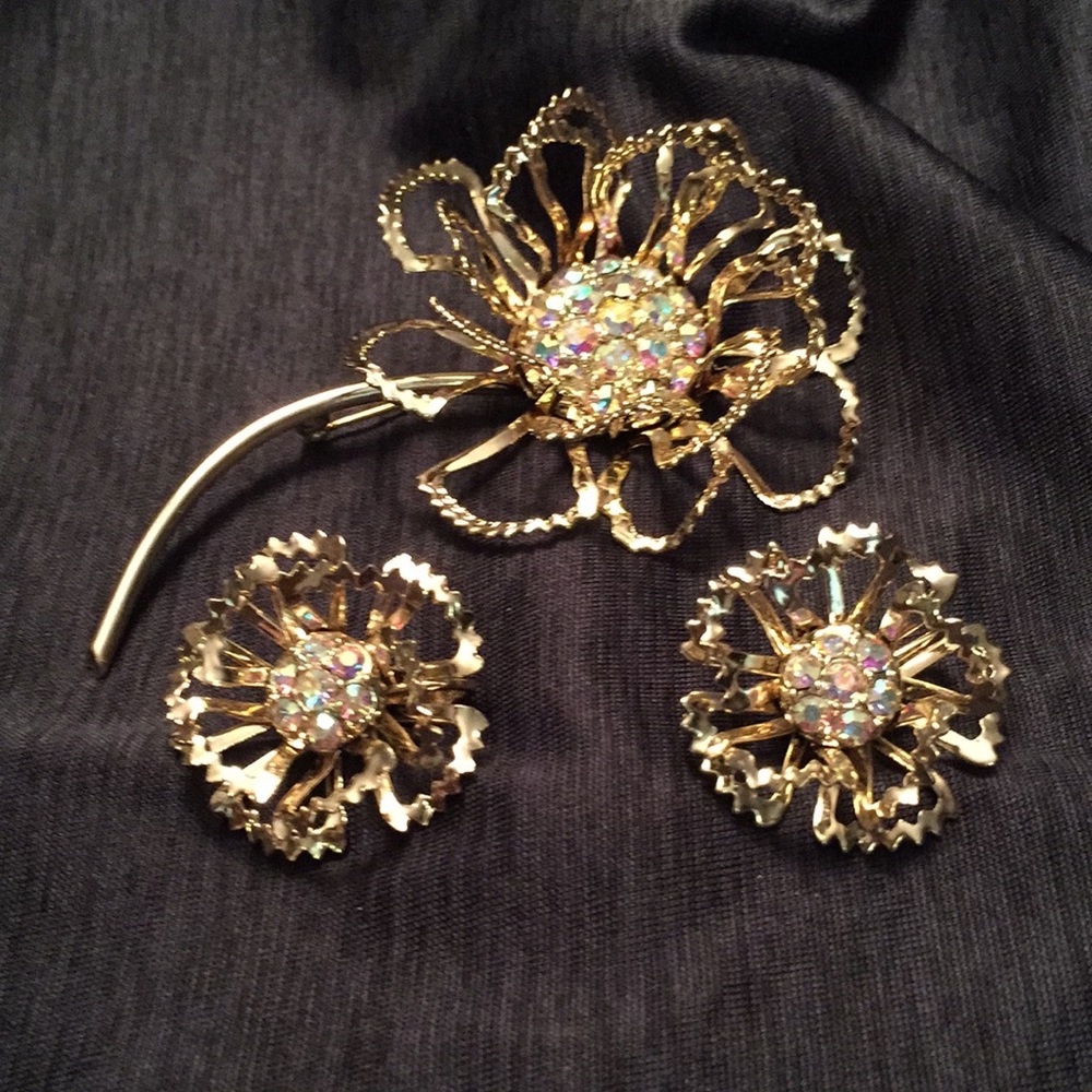 Sarah Coventry Allusion Pin/clip on earring set.